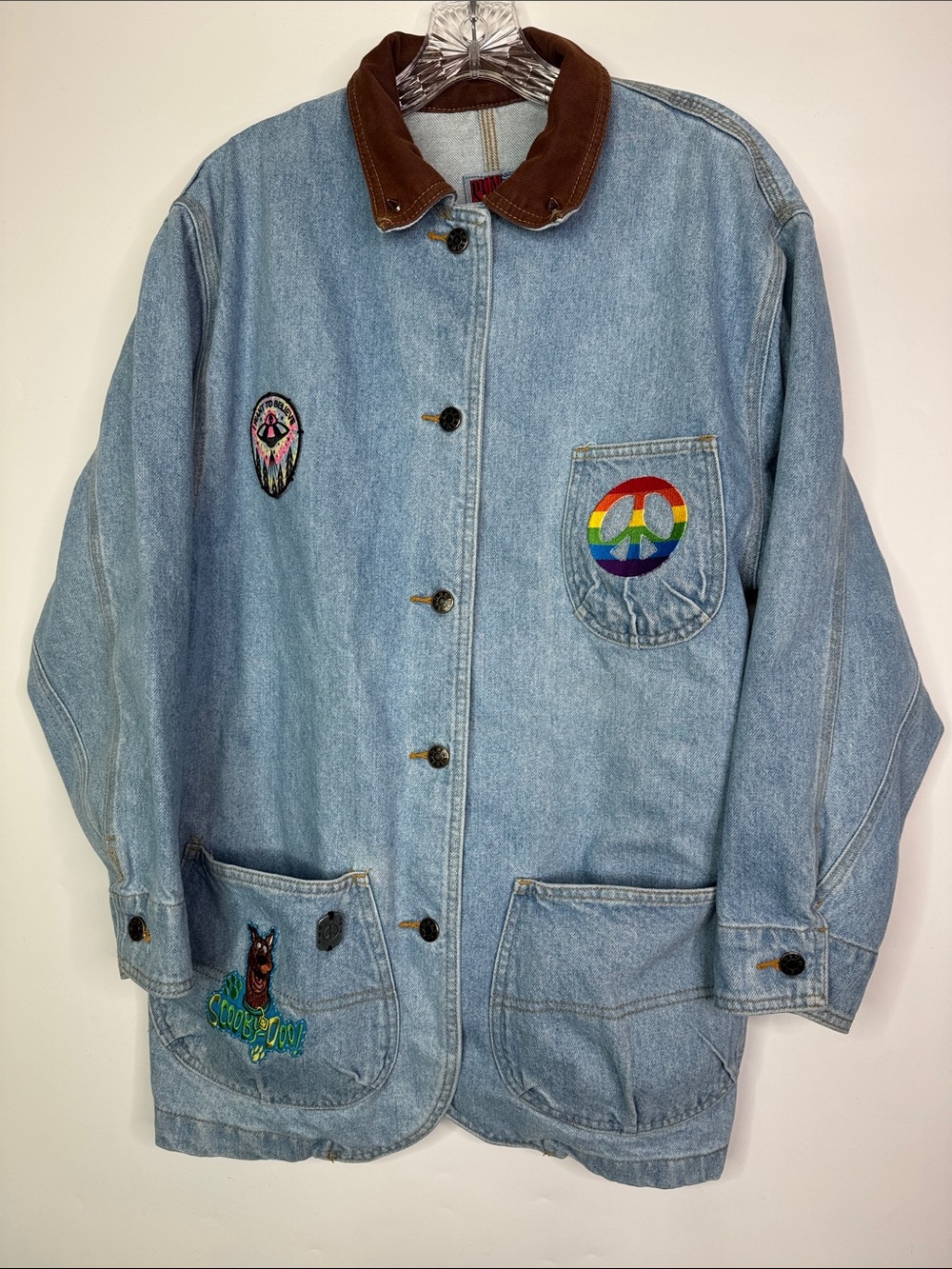 Vintage Sunbelt Denim Button Patch Jean Jacket Size Medium